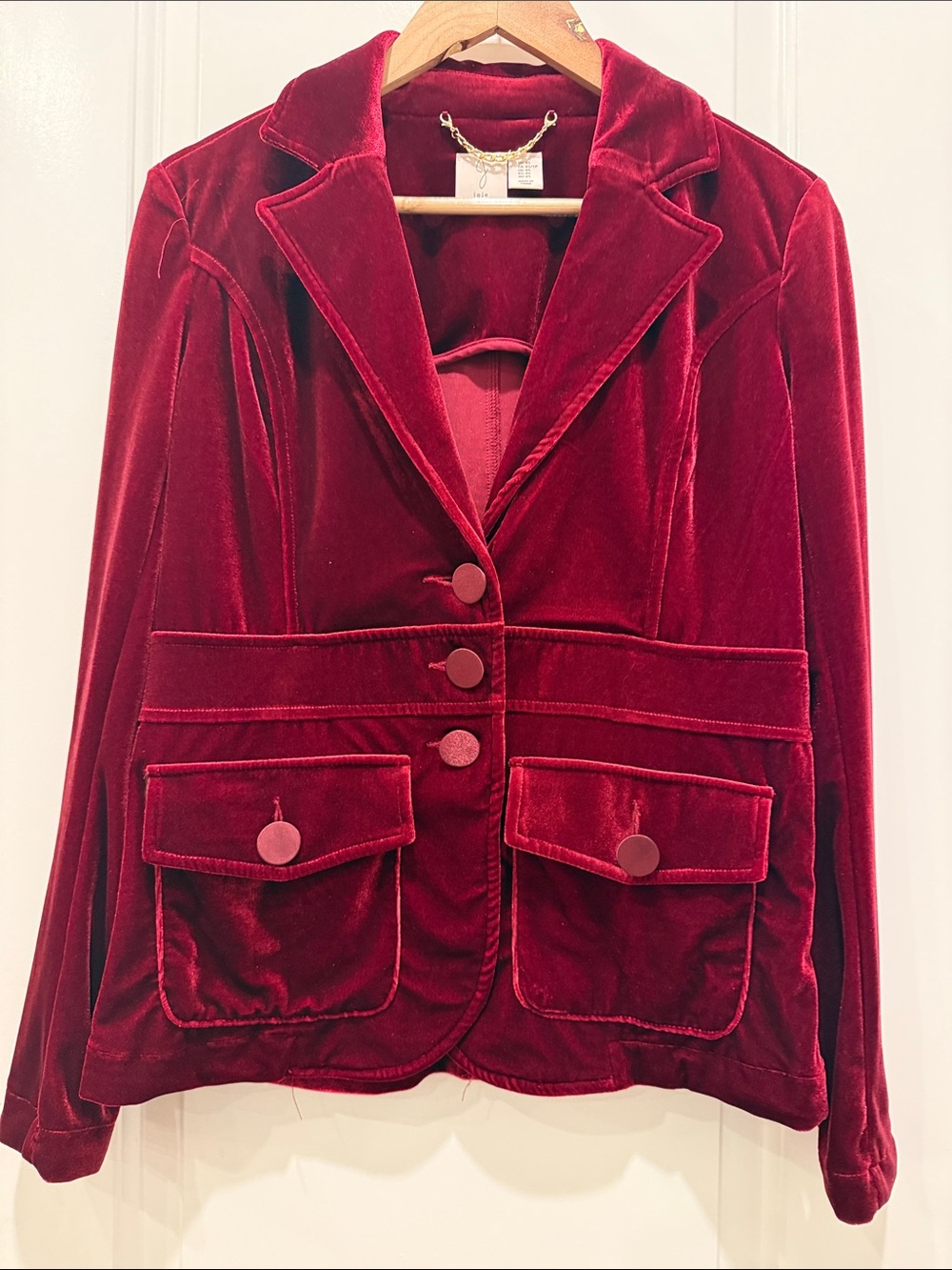 Joie Velvet Blazer Jacket - Burgundy